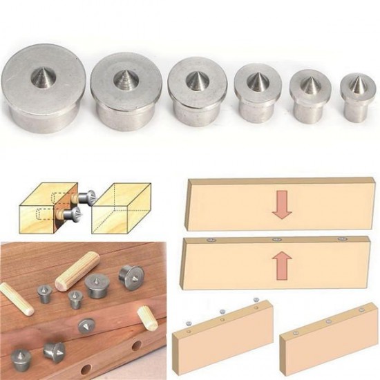 6pcs Dowel Drill Centre Points Pin Wood 4-12mm Dowel Tenon Center For Drill Hole