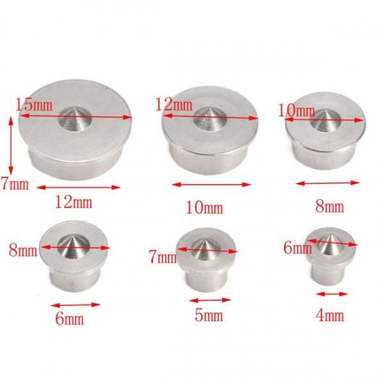6pcs Dowel Drill Centre Points Pin Wood 4-12mm Dowel Tenon Center For Drill Hole 6pcs Dowel Drill Centre Points Pin Wood 4-12mm Dowel Tenon Center For Drill Hole