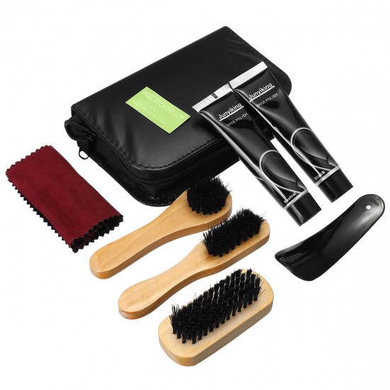 7 In 1 Shoes Polish Tools Kit Boot Care Leather Craft Shine Cleaning Brushes Set Tool