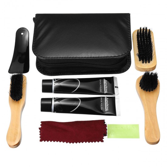 7 In 1 Shoes Polish Tools Kit Boot Care Leather Craft Shine Cleaning Brushes Set Tool