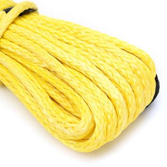 7000 Lbs 50Ft Yellow Synthetic Winch Rope Cable Towing Rope ATV Winch Line 1/4 Inch