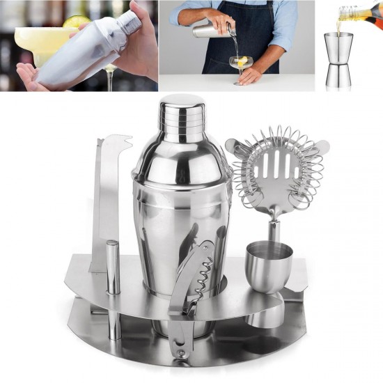 7Pcs 550mL Stainless Steel Cocktail Shaker Mixer Drink Bartender Bar Tools Maker Set Kit