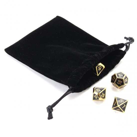 7Pcs Gold Dice Zinc Alloy Metal Polyhedral Role Multi-sided D4-D20 with Bags 7Pcs Gold Dice Zinc Alloy Metal Polyhedral Role Multi-sided D4-D20 with Bags