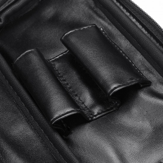 7x3.7 Inch Durable Portable Leather 2 Pipes Polyurethane Storage Case Bag