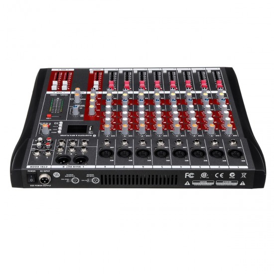 8 Channel bluetooth Mic Live Mixing Studio Audio Transmission Sound Mixer Console 48V Phantom