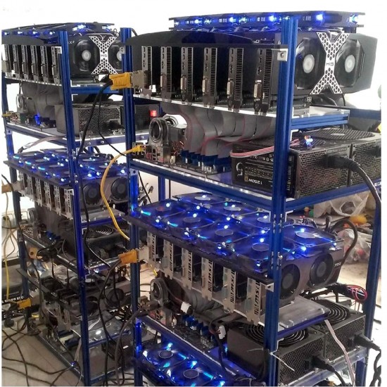 8 GPU Aluminum Open Air Miner Frame Mining Rig Case Ethereum ZCash With 6 Fans