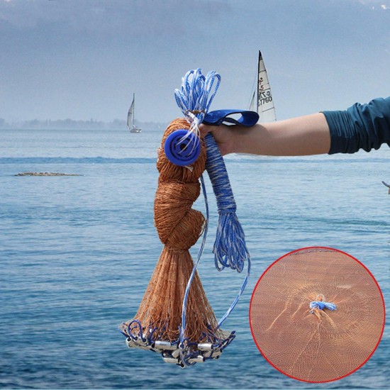 8FT 2.4m Strong Nylon Mesh Fishing Net Bait Easy Throw Hand Casting 3/4'' w/ Sinker 8FT 2.4m Strong Nylon Mesh Fishing Net Bait Easy Throw Hand Casting 3/4'' w/ Sinker