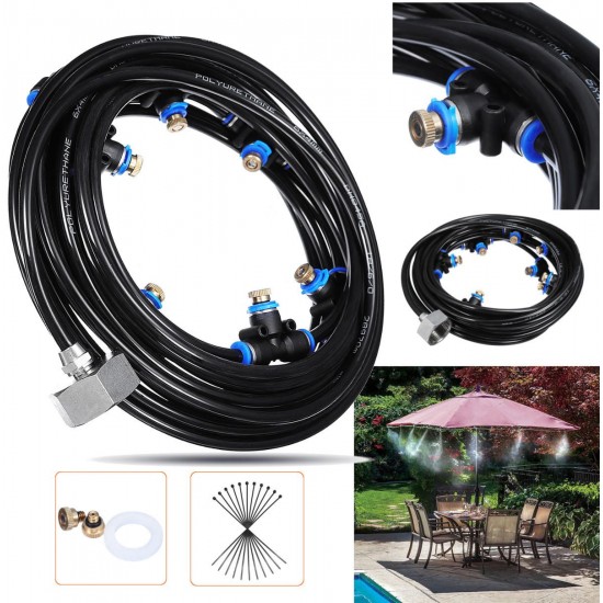 8M Outdoor Mist Coolant System Water Sprinkler Garden Patio Mister Cooling Spray Kits