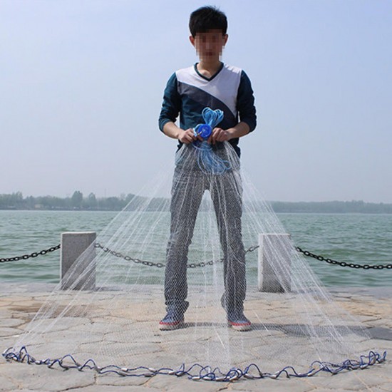 8ft Quick Throw Cast Net Monofilament Fishing Live Bait Net With Sinkers 8ft Quick Throw Cast Net Monofilament Fishing Live Bait Net With Sinkers