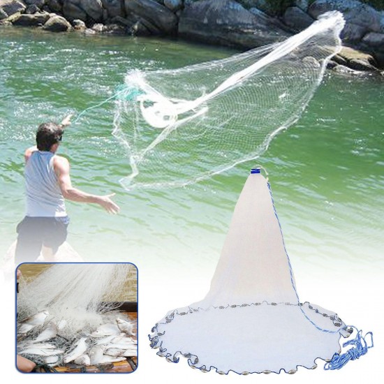 8ft Quick Throw Cast Net Monofilament Fishing Live Bait Net With Sinkers 8ft Quick Throw Cast Net Monofilament Fishing Live Bait Net With Sinkers
