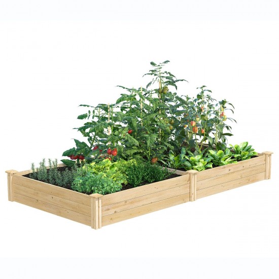 97x48.5x10 inch Garden Raised Wooden Bed Outdoor Garden Plant Flower Planter Pot Kit
