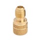 A/C R134a Brass Adapter Fitting 1/4 Inch Male To 1/2 Inch Female with Valve Core