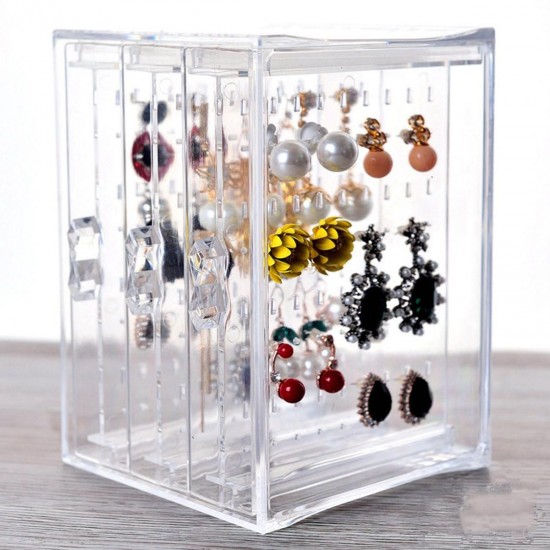 Acrylic Earring Ear Studs Storage Box Jewelry Display Stand Necklace Holder Rack Organizer