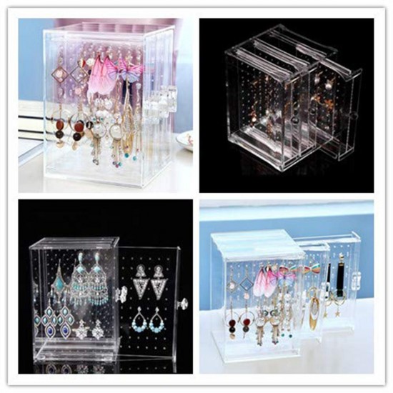 Acrylic Earring Ear Studs Storage Box Jewelry Display Stand Necklace Holder Rack Organizer