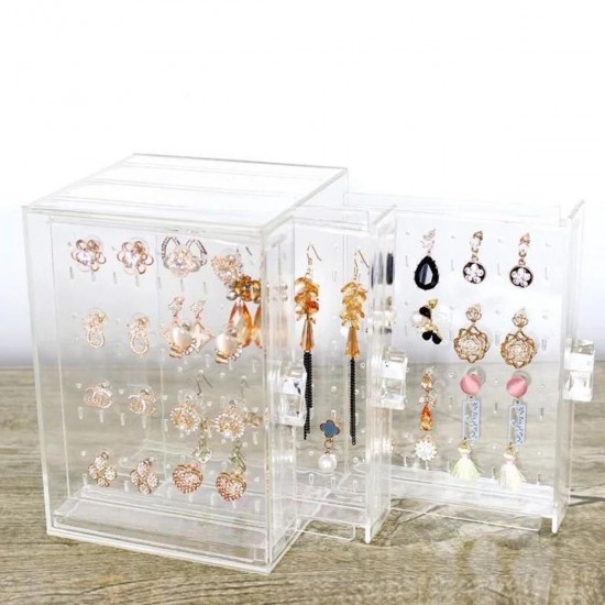 Acrylic Earring Ear Studs Storage Box Jewelry Display Stand Necklace Holder Rack Organizer