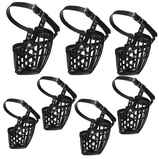 Adjustable Pet Dog No Bite Plastic Basket Muzzle Cage Mouth Mesh Cover 7 Sizes Adjustable Pet Dog No Bite Plastic Basket Muzzle Cage Mouth Mesh Cover 7 Sizes