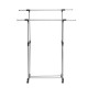 Adjustable Stainless Steel Rolling Rail Movement Cloth Storage Drying Rack Double Bar Hanger Garment