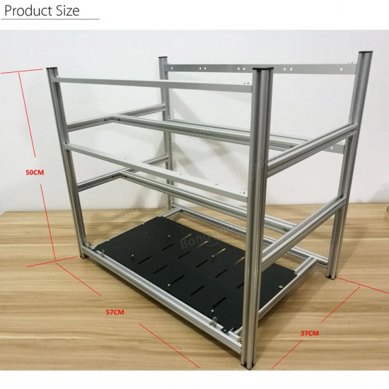 Aluminum 12 GPU Open Air Mining Rig Frame Case With 8 LED Fans For ETH Ethereum