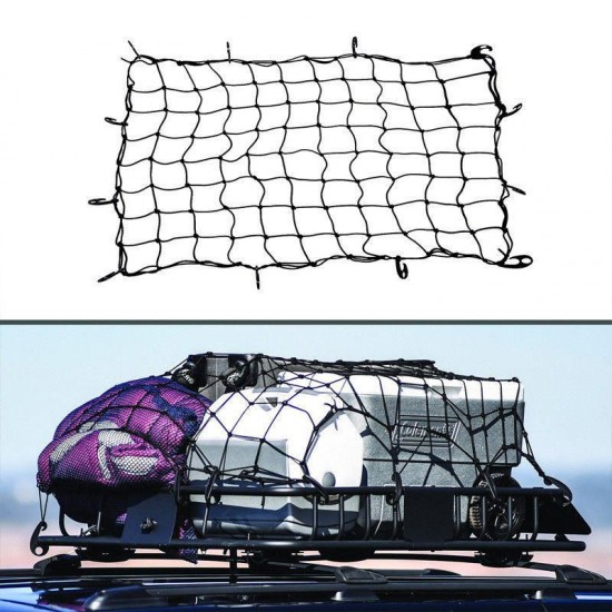 Black Adjustable Hooks Elastic Storage Car Trailer Roof Rack Boot Luggage Bungee Elastic Cargo Net