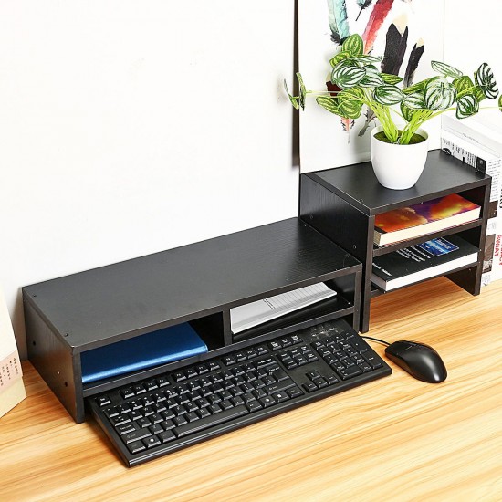 Black Computer Monitor Laptop Riser Desk Table Stand Shelf Desktop Monitor