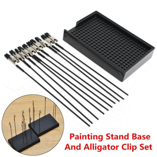 Black Painting Stand Base with 10Pcs Alligator Clips Model Spraying Modeling Tools