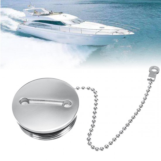 Boat Deck Fill Oil Filler Replacement Cap with Chain Stainless Steel Fuel Water Gas