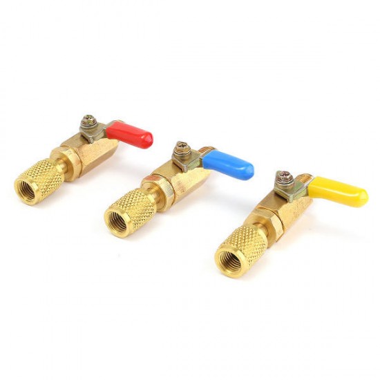 Brass Straight Ball Valves 1/4Inch SAE 800PSI Fittings For AC Hoses R410a