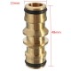 Brass Two-way Quick Joint Hose Connector Fitting For Wash Car Pipe Garden Water Hose