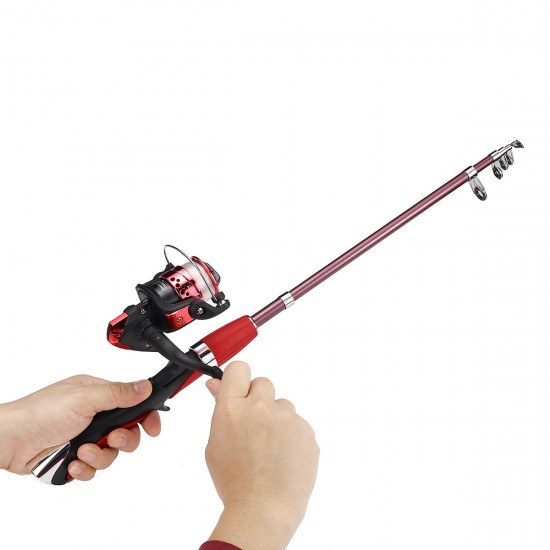 Carbon Fiber Telescopic Fishing Rod & Spinning Reel Combo Kit with Fishing Line Carbon Fiber Telescopic Fishing Rod & Spinning Reel Combo Kit with Fishing Line
