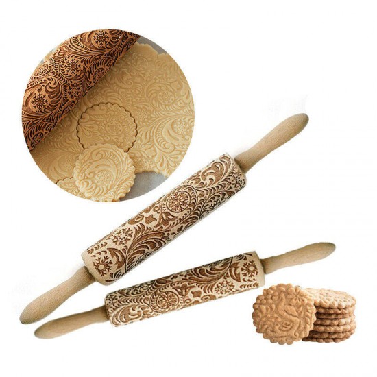 Christmas 3D Flower Wood Rolling Pin Embossing Baking Cookie Biscuit Fondant DIY Baking Tools Christmas 3D Flower Wood Rolling Pin Embossing Baking Cookie Biscuit Fondant DIY Baking Tools