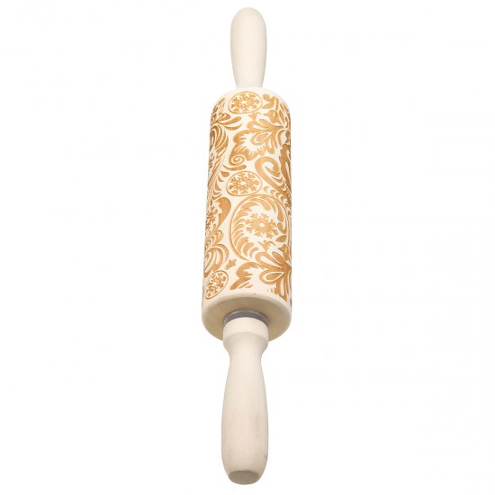 Christmas 3D Flower Wood Rolling Pin Embossing Baking Cookie Biscuit Fondant DIY Baking Tools