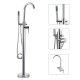 Chrome Curved Round Freestanding Tap Bathroom Tub Faucet with Bath Shower Head
