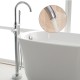 Chrome Curved Round Freestanding Tap Bathroom Tub Faucet with Bath Shower Head