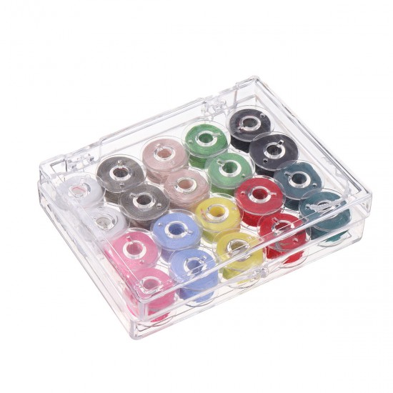 Clear Plastic Bobbins With 20pcs Sewing Machine Spools Yarn Thread Storage Box