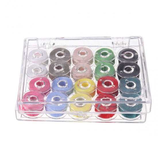 Clear Plastic Bobbins With 20pcs Sewing Machine Spools Yarn Thread Storage Box Clear Plastic Bobbins With 20pcs Sewing Machine Spools Yarn Thread Storage Box