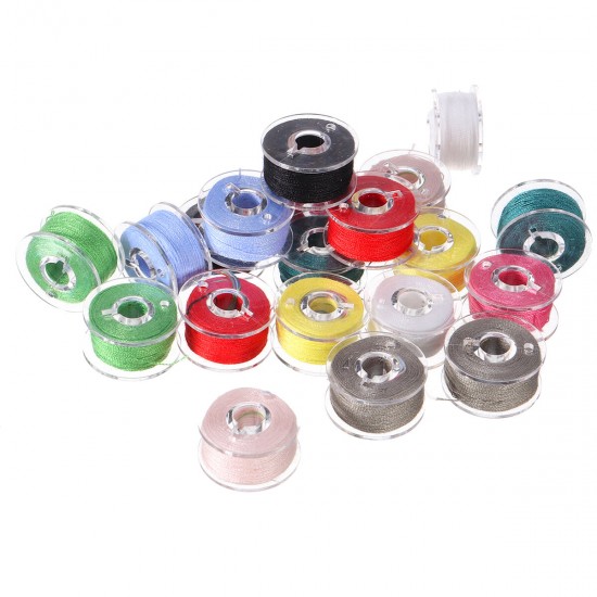 Clear Plastic Bobbins With 20pcs Sewing Machine Spools Yarn Thread Storage Box