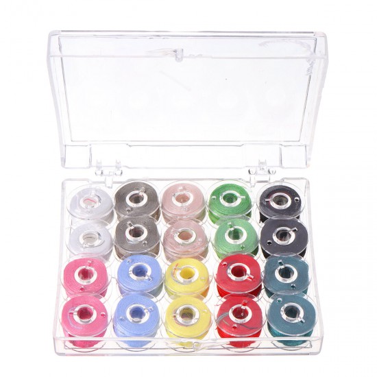 Clear Plastic Bobbins With 20pcs Sewing Machine Spools Yarn Thread Storage Box