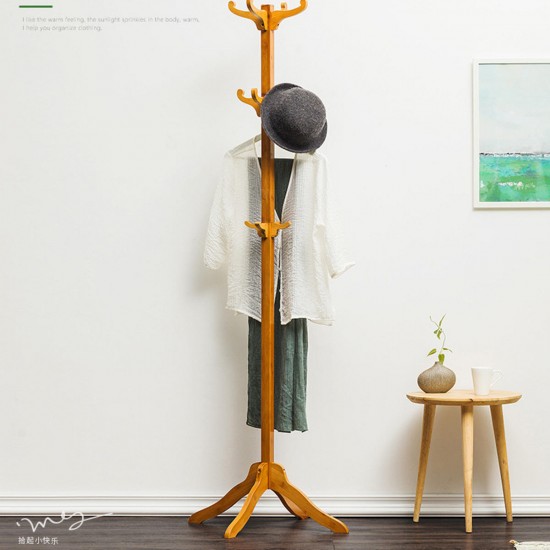 Coat Rack Stand 12 Hooks Cloth Hat Bamboo Hanger Storage