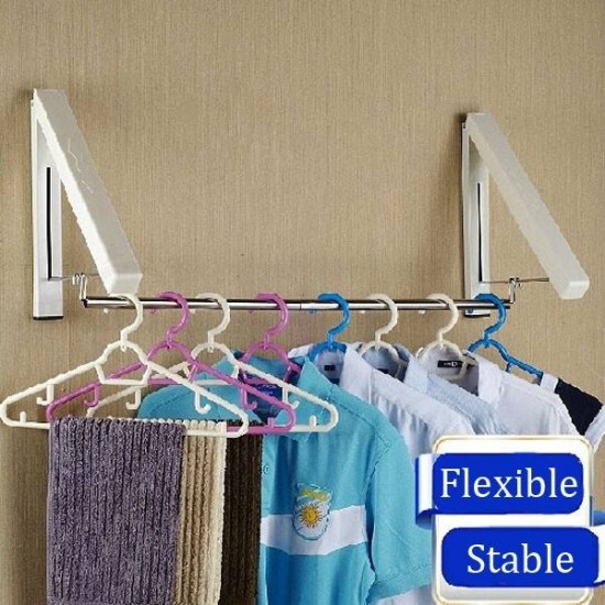 Creative Wall Mounted Retractable Foldable Clothes Rack Magic Hanger Storage Holder