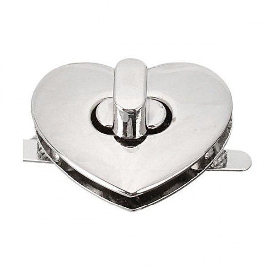 DIY Heart Shape Clasp Turn Twist Metal Lock Buckle for Handbag Bag Purse