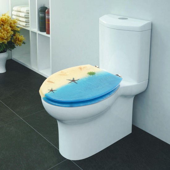 FMD Medium Density Fiberboard Beach Patterns Bathroom WC Toilet Lid Toilet Seat Cover