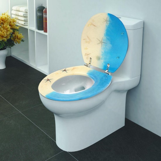 FMD Medium Density Fiberboard Beach Patterns Bathroom WC Toilet Lid Toilet Seat Cover