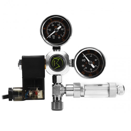 G5/8 W21.8 220V Aquarium CO2 Regulator Bubble Counter Magnetic Solenoid Decompression Valve G5/8 W21.8 220V Aquarium CO2 Regulator Bubble Counter Magnetic Solenoid Decompression Valve