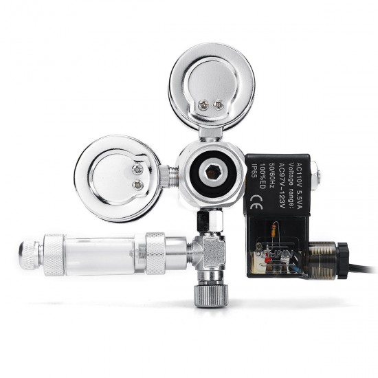 G5/8 W21.8 220V Aquarium CO2 Regulator Bubble Counter Magnetic Solenoid Decompression Valve G5/8 W21.8 220V Aquarium CO2 Regulator Bubble Counter Magnetic Solenoid Decompression Valve