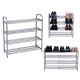 Silver Grey 4 Layers Extendable Shoe Organiser Racks Heavy Duty Shoe Stand Storage
