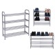 Silver Grey 4 Layers Extendable Shoe Organiser Racks Heavy Duty Shoe Stand Storage Silver Grey 4 Layers Extendable Shoe Organiser Racks Heavy Duty Shoe Stand Storage