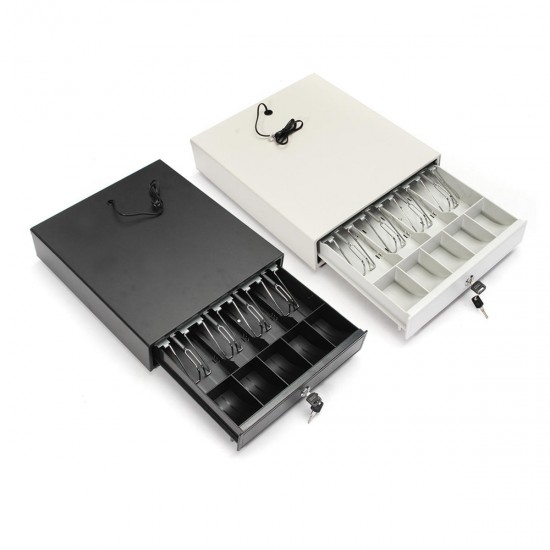 Heavy Duty Cash Drawer Box Money Box POS Register RJ-11 Key Lock With 4 Bill 5 Coin Trays Heavy Duty Cash Drawer Box Money Box POS Register RJ-11 Key Lock With 4 Bill 5 Coin Trays