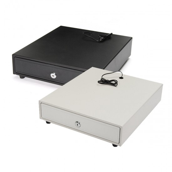 Heavy Duty Cash Drawer Box Money Box POS Register RJ-11 Key Lock With 4 Bill 5 Coin Trays