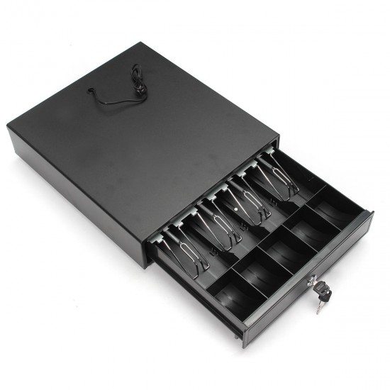 Heavy Duty Cash Drawer Box Money Box POS Register RJ-11 Key Lock With 4 Bill 5 Coin Trays Heavy Duty Cash Drawer Box Money Box POS Register RJ-11 Key Lock With 4 Bill 5 Coin Trays