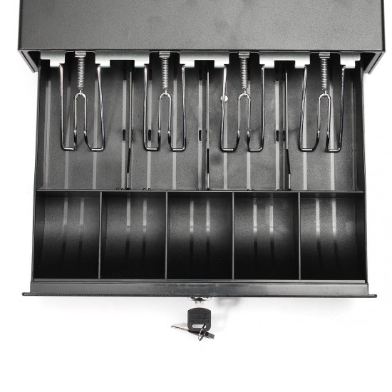 Heavy Duty Cash Drawer Box Money Box POS Register RJ-11 Key Lock With 4 Bill 5 Coin Trays Heavy Duty Cash Drawer Box Money Box POS Register RJ-11 Key Lock With 4 Bill 5 Coin Trays